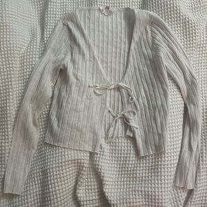 No Boundaries White Ribbed Cardigan